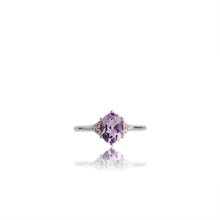 Load image into Gallery viewer, 6 x 8 mm. Oval Cut Purple Brazilian Amethyst with Cz Accents Ring