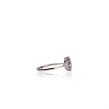 Load image into Gallery viewer, 6 x 8 mm. Oval Cut Purple Brazilian Amethyst with Cz Accents Ring