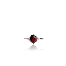 Load image into Gallery viewer, 6 x 8 mm. Oval Cut Red African Garnet with Cz Accents Ring