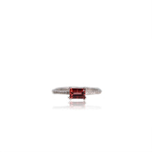 Load image into Gallery viewer, 4 x 6 mm Octagon Cut Red African Garnet with Cz Band Ring