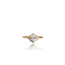 Load image into Gallery viewer, 6 x 8 mm. Oval Cut White Brazilian Topaz with Cz Accents Ring