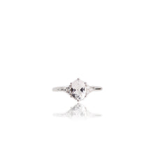 Load image into Gallery viewer, 6 x 8 mm. Oval Cut White Brazilian Topaz with Cz Accents Ring