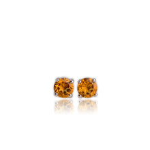 Load image into Gallery viewer, 6 mm. Round Cut Yellow Brazilian Citrine Earrings