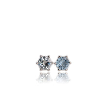 Load image into Gallery viewer, 6 mm. Round Cut Light Blue Brazilian Aquamarine Earrings