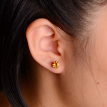 Load image into Gallery viewer, 6 mm. Round Cut Yellow Brazilian Citrine Earrings