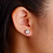 Load image into Gallery viewer, 6 mm. Round Cut Light Blue Brazilian Aquamarine Earrings