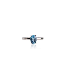 Load image into Gallery viewer, 6 x 8 mm. Oval Cut London Blue Brazilian Topaz Ring