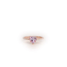Load image into Gallery viewer, 7 mm. Heart Cut Purple Pink Brazilian Amethyst with Cz Band Ring