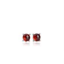 Load image into Gallery viewer, 5 mm. Round Cabochon Purple African Rhodolite Garnet Earrings
