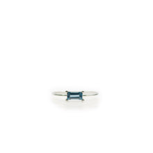 Load image into Gallery viewer, 3 x 6 mm. Baguette Cut London Blue Brazilian Topaz Ring