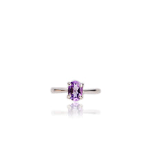 Load image into Gallery viewer, 6 x 8 mm. Oval Cut Purple Brazilian Amethyst Ring