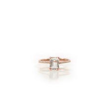 Load image into Gallery viewer, 6 x 8 mm. Octagon Cut White Brazilian Topaz with Cz Band Ring