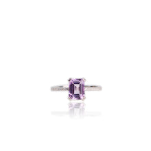 Load image into Gallery viewer, 6 x 8 mm. Octagon Cut Purple Brazilian Amethyst with Cz Band Ring