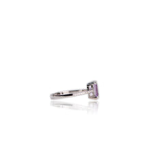 Load image into Gallery viewer, 6 x 8 mm. Octagon Cut Purple Brazilian Amethyst with Cz Band Ring