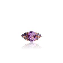 Load image into Gallery viewer, 8 x 10 mm. Oval Cut Purple Brazilian Amethyst with Iolite and Sapphire Accents Ring