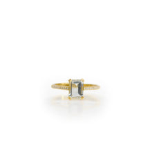 Load image into Gallery viewer, 6 x 8 mm. Octagon Cut Blue Brazilian Aquamarine with Cz Band Ring