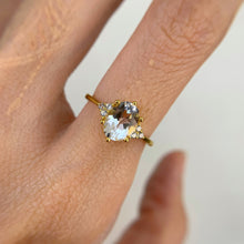 Load image into Gallery viewer, 6 x 8 mm. Oval Cut White Brazilian Topaz with Cz Accents Ring