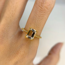 Load image into Gallery viewer, 6 x 8 mm. Octagon Cut White Brazilian Topaz with Cz Band Ring
