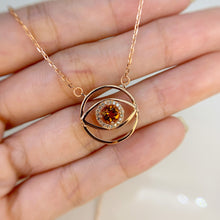 Load image into Gallery viewer, 5 mm Round Cut Yellow Brazilian Citrine with Cz Accents Eye Necklace
