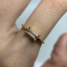 Load image into Gallery viewer, 3 x 6 mm. Baguette Cut White Brazilian Topaz Ring