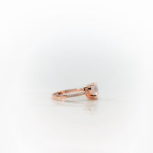 Load image into Gallery viewer, 7 mm. Heart Cut Pink African Rose Quartz with Cz Band Ring