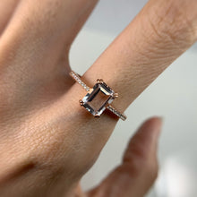 Load image into Gallery viewer, 6 x 8 mm. Octagon Cut White Brazilian Topaz with Cz Band Ring