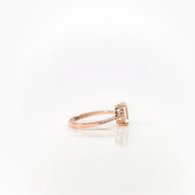 Load image into Gallery viewer, 6 x 8 mm. Octagon Cut White Brazilian Topaz with Cz Band Ring