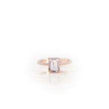 Load image into Gallery viewer, 6 x 8 mm. Octagon Cut Purple Brazilian Amethyst with Cz Band Ring