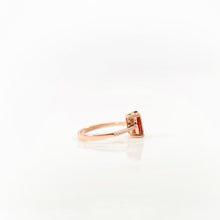 Load image into Gallery viewer, 6 x 8 mm. Octagon Cut Red African Garnet with Cz Band Ring