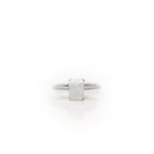 Load image into Gallery viewer, 6 x 8 mm. Octagon Cut White Indian Moonstone with Cz Band Ring