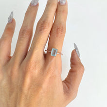 Load image into Gallery viewer, 6 x 8 mm. Octagon Cut Light Blue Brazilian Aquamarine  with Cz Band Ring
