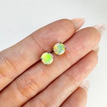 Load image into Gallery viewer, 6 mm. Round Cut Multi-coloured Ethiopian Opal Earrings
