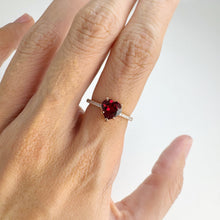 Load image into Gallery viewer, 7 mm. Heart Cut Red African Garnet with Cz Band Ring
