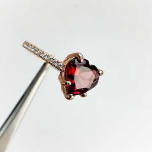 7 mm. Heart Cut Red African Garnet with Cz Band Ring