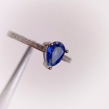 Load image into Gallery viewer, 5 x 7 mm. Pear Cut Blue Nepalese Kyanite with Cz Band Ring
