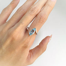 Load image into Gallery viewer, 6 x 12 mm. Marquise Cut Sky Blue Brazilian Topaz Ring
