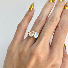 Load image into Gallery viewer, 6 x 9 mm. Pear Cut White Indian Moonstone Ring
