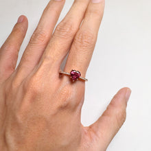 Load image into Gallery viewer, 7 mm. Heart Cut Purplish Red African Rhodolite Garnet with Cz Band Ring
