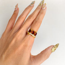 Load image into Gallery viewer, 5 x 7 mm. Pear Cut Red Mozambican Garnet with Cz Accents Bird Ring
