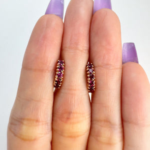 2.5 mm. Round Cut Purple African Rhodolite Garnet Cluster Earrings