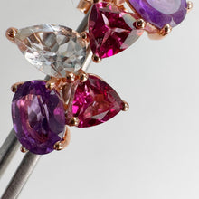 Load image into Gallery viewer, 5 x 7 mm. Oval Cut Purple Brazilian Amethyst and Topaz Cluster Earrings (Blemished)
