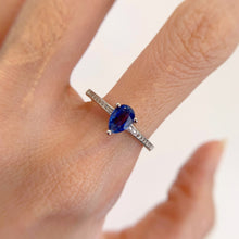 Load image into Gallery viewer, 5 x 7 mm. Pear Cut Blue Nepalese Kyanite with Cz Band Ring

