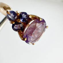 Load image into Gallery viewer, 7 x 9 mm. Oval Cut Purple Brazilian Amethyst with Iolite Accents Ring
