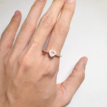 Load image into Gallery viewer, 7 mm. Heart Cut White Indian Moonstone with Cz Band Ring
