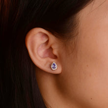 Load image into Gallery viewer, 4 x 6 mm. Pear Cut Blue Violet Tanzanite with Cz Accents Earrings
