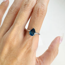 Load image into Gallery viewer, 7 x 9 mm. Pear Cut London Blue Brazilian Topaz Ring
