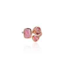 Load image into Gallery viewer, Handmade 7 x 9 mm. Freeform Rosecut Pink Brazilian Tourmaline Cluster Open Ring (Blemished)
