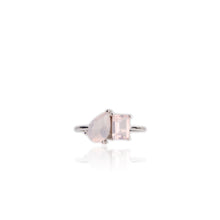 Load image into Gallery viewer, 6 x 9 mm. Pear Cut Pink African Rose Quartz Ring
