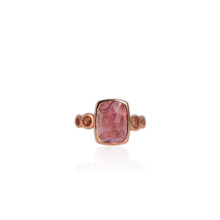 Load image into Gallery viewer, Handmade 10 x 12 mm. Freeform Cut Pink Brazilian Tourmaline with Sapphire Accents Ring (Blemished)
