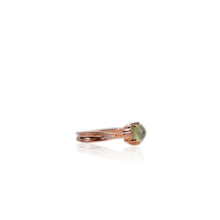 Load image into Gallery viewer, 7 mm. Round Cabochon Green Brazilian Prehnite with Cz Accents Ring
